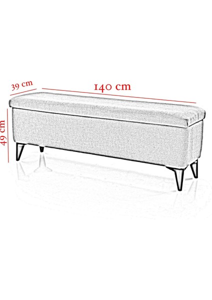 Sandıklı Puf Bench Tedy Kumaş  Pufidik  Amortsör Kapaklı Puf Bench A +  140 cm