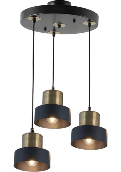 TT031-3Y-SY-ESK Mat Siyah-Eskitme 3 Lü Yuvarlak Avize