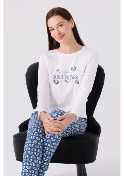 Baskılı Kadın Uzun Kol Pijama Takım