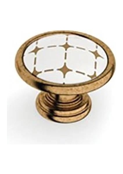 Antik Bronz Düğme Tekli Porselen Kulp Rio