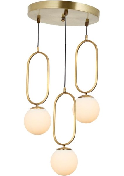 TT016-3Y Esk Eskitme Kaplama Beyaz Camlı 3 Lü Yuvarlak Avize