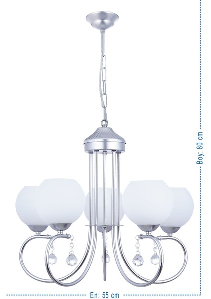 Mihrimah 5 Li Lü x Camlı Avize (Gümüş)