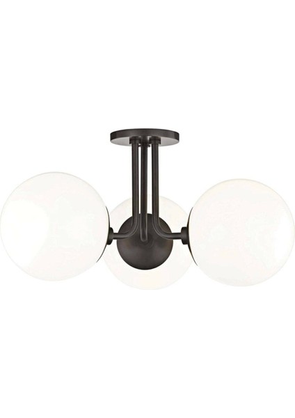 Global Spor Modern Glop Camlı Tavan Plofonyer Siyah Salon - Mutfak - Yatak Odası 3 Lü Avize