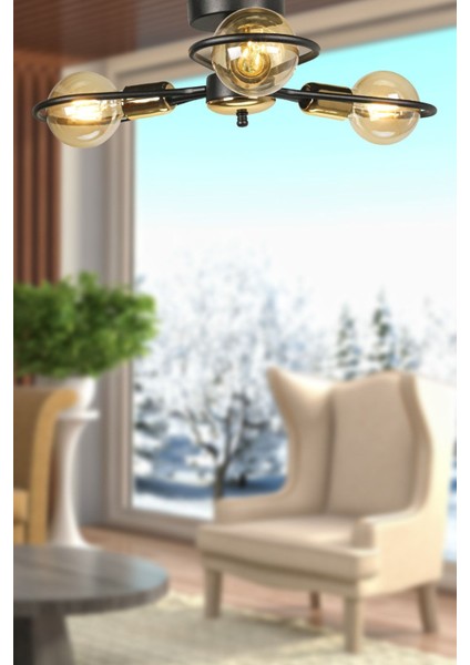 Kasım 3.lü Avize Siyah