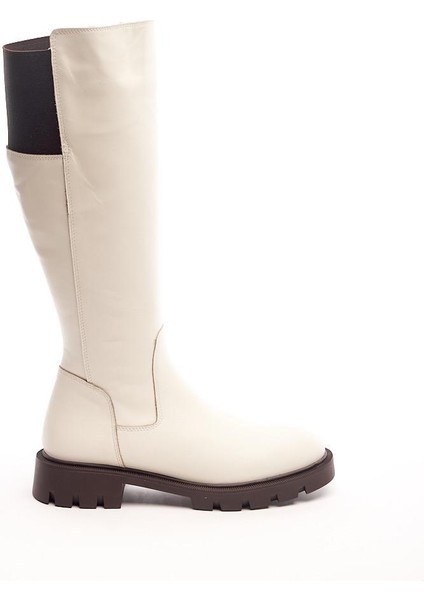 Deri Fermuarlı Kadın Çizme