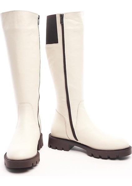 Deri Fermuarlı Kadın Çizme modelleri