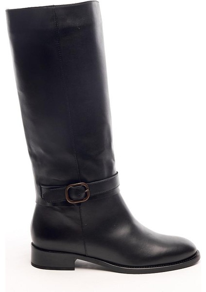 Deri Tokalı Kadın Çizme