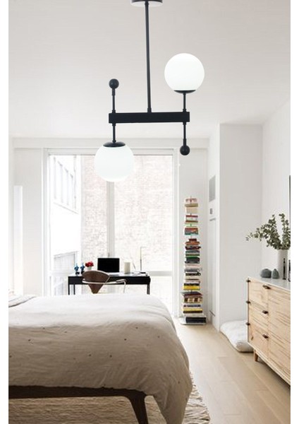 Mirza 2 Li Siyah Plafonyer Avize-Beyaz Camlı fiyatları