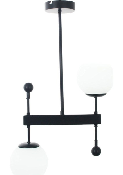 Mirza 2 Li Siyah Plafonyer Avize-Beyaz Camlı modelleri