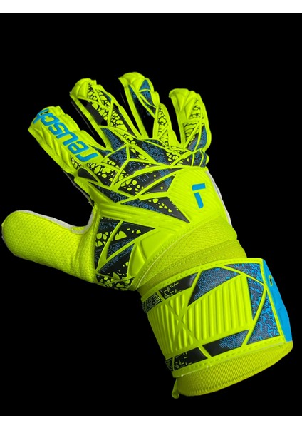5470515-2111 Attrakt Solid Safety Yellow- Future Blue Kaleci Eldiveni
