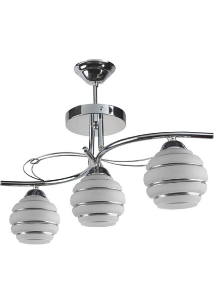 Rengin Modern Kromrenk 2046 Gümüş Camlı Salon - Mutfak - Yatak Odası 3 Lü Avize