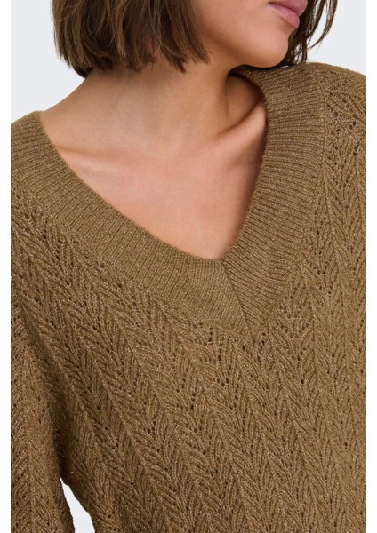 Kadın V Yaka Parıltılı Kazak - 15324276 fiyatları