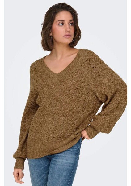 Kadın V Yaka Parıltılı Kazak - 15324276 modelleri