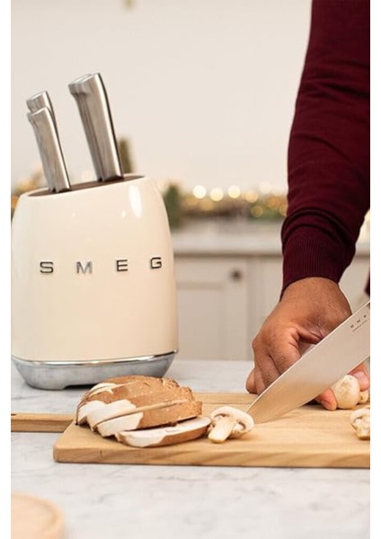 Smeg 50's Style KBSF02 Krem Standlı Bıçak Seti