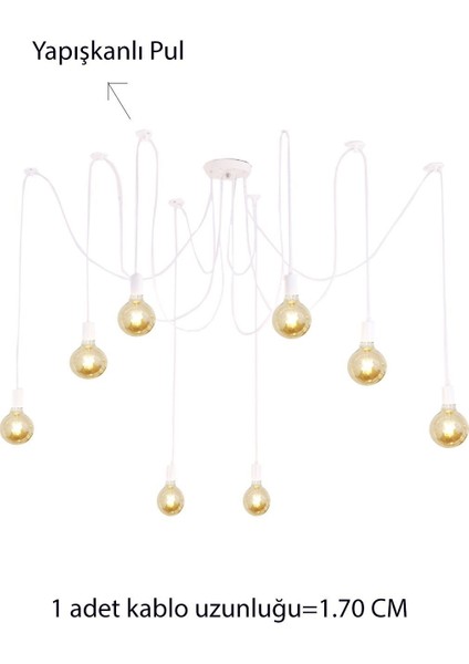 Kablolu Örümcek 8 Li Beyaz Tavana Monte Sarkıt Avize fiyatları