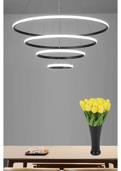 Avize Ringa Modern Ultra Beyaz Ledli Sarkık 4'lü Ledli Avize