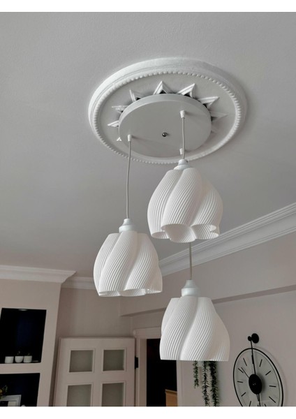 Luminaura 3'lü Beyaz Sarkıt Avize - 3 Başlıklı Avize Modern Bohem E27 Yatak Odası Salon Yemek Odası fiyatları