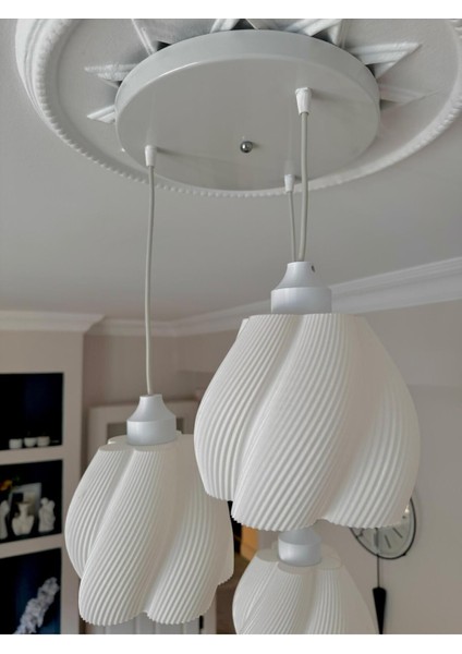 Luminaura 3'lü Beyaz Sarkıt Avize - 3 Başlıklı Avize Modern Bohem E27 Yatak Odası Salon Yemek Odası modelleri