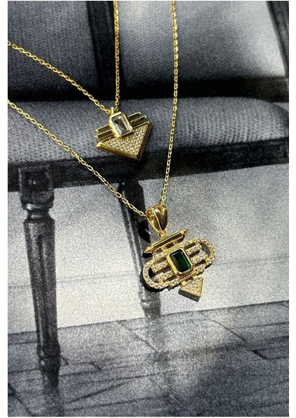 14 K Gold Kaplama 925 Ayar Gümüş Sıvama Kafes Beyaz Baget Kolye modelleri