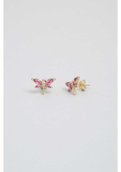 Rüzgarın Arkadaşı 18 Ayar Sarı Altın Kaplama Gümüş Yusufçuk Küpe