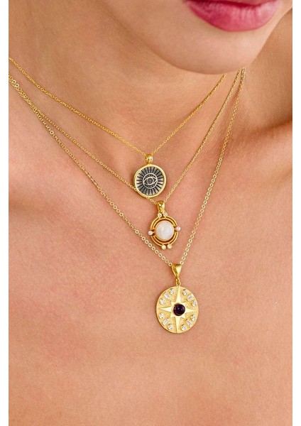 14 K Gold Kaplama 925 Ayar Gümüş Evil Eye Kolye