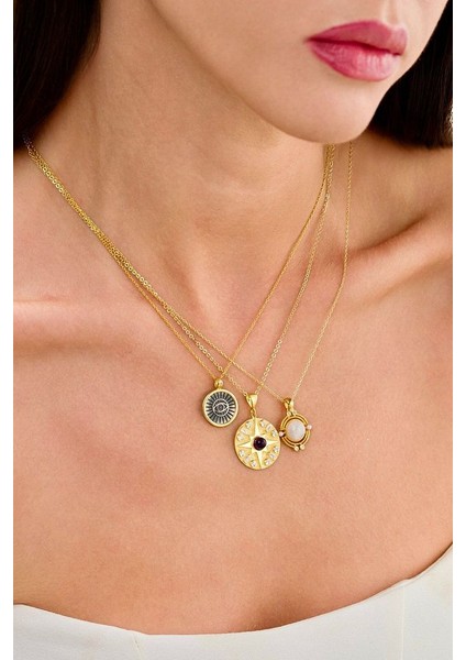 14 K Gold Kaplama 925 Ayar Gümüş Evil Eye Kolye