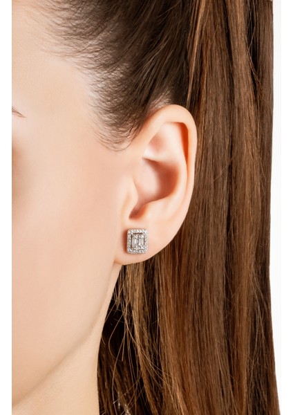 Baget Kesim 18 Ayar Beyaz Altın Kaplama Gümüş Küpe modelleri