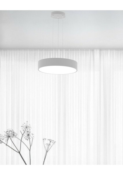 Drum 40CM (Gri Kasa, Sarı Işık) Ledli Modern Sarkıt LED Avize, Salon, Mutfak, Oturma Yatak Odası, Sarkıt fiyatları
