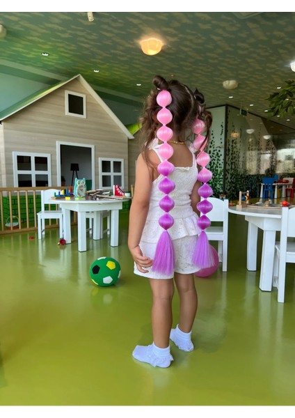 Lol Modeli Pembe Mor Ombreli Doğum Günü Bubble Hair Braids Saç Örgüleri