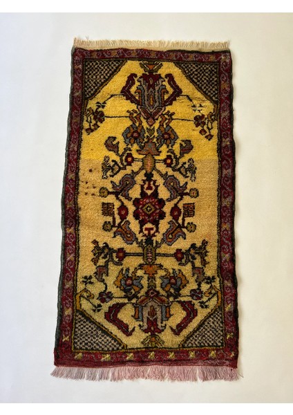 52X96 cm El Dokuma Ender Çiçek Desenli Küçük Boy Kilim Harika Nostaljik Kilim