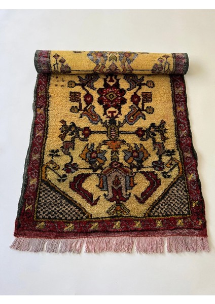 52X96 cm El Dokuma Ender Çiçek Desenli Küçük Boy Kilim Harika Nostaljik Kilim