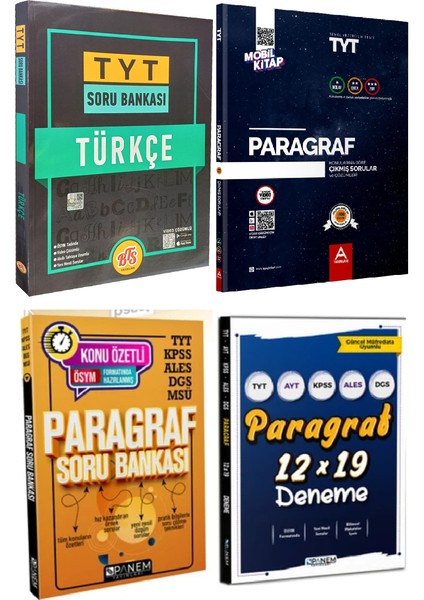TYT Türkçe Soru Bankası Paragraf Çıkmış Sorular+Panem Paragraf Soru Bankası -Paragraf Denemeler