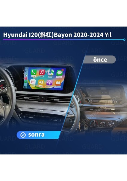 Hyundai I20 / Bayon (2020-2024 Yıl) Multimedya Android Sürüm 13 Kablosuz Carplay Navigasyon 10 Inç Ekran 8G Ram 128GB