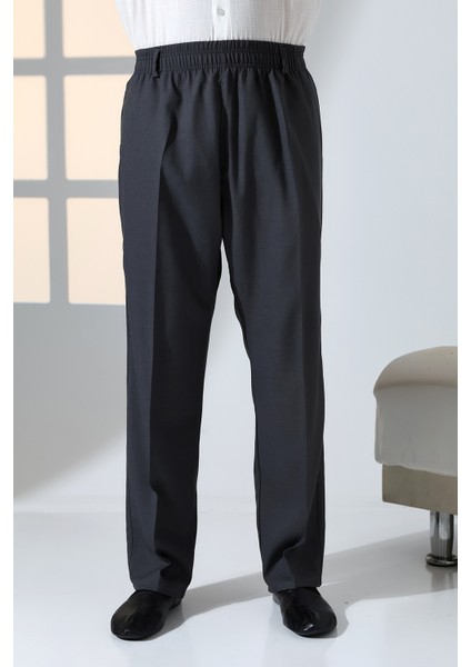 Erkek Rahat Kesim Beli Lastikli Cepli Hac ve Umre Kumaş Şalvar Pantolon - Füme (Isr) fırsatları