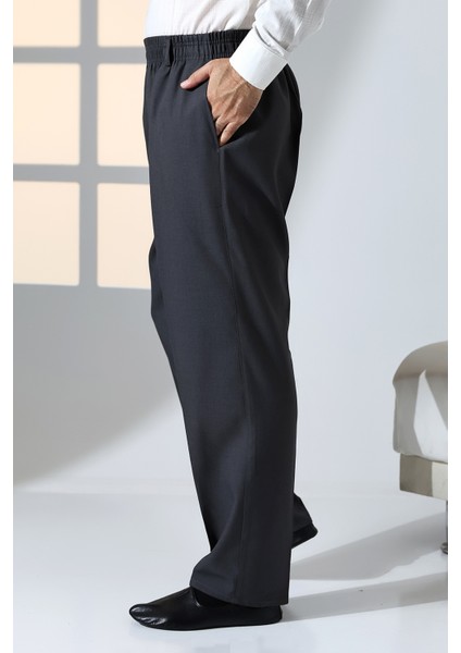 Erkek Rahat Kesim Beli Lastikli Cepli Hac ve Umre Kumaş Şalvar Pantolon - Füme (Isr) indirimleri