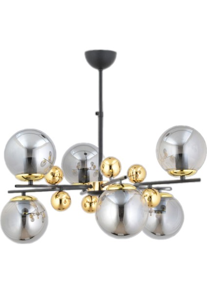 Melisa 6 Lı Modern (Siyah Gold) Füme Glop Camlı Salon Yatak Odası Mutfak Genç Odası Avize fiyatları