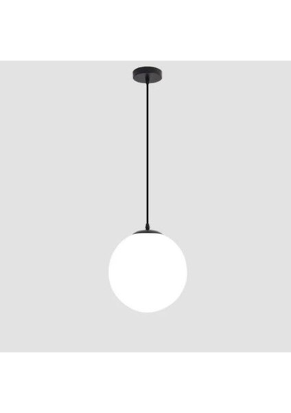 Sarkıt Tekli Siyah Kasalı Beyaz Glop Camlı(Tijsiz Tesisat)Avize