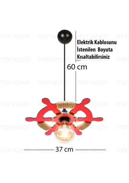 Tekli Dümen Temalı Ahşap Avize M311