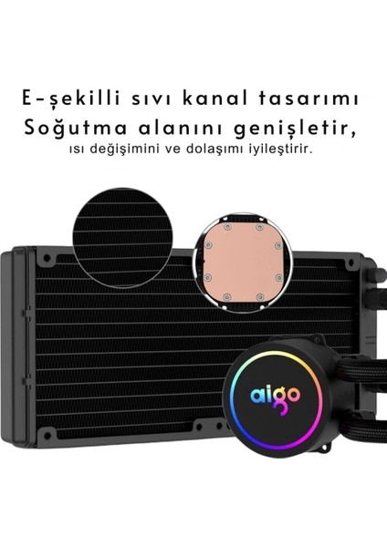 Aıgo Aı 240MM Rgb Siyah LGA1700/AM5 Sıvı Soğutma fiyatları