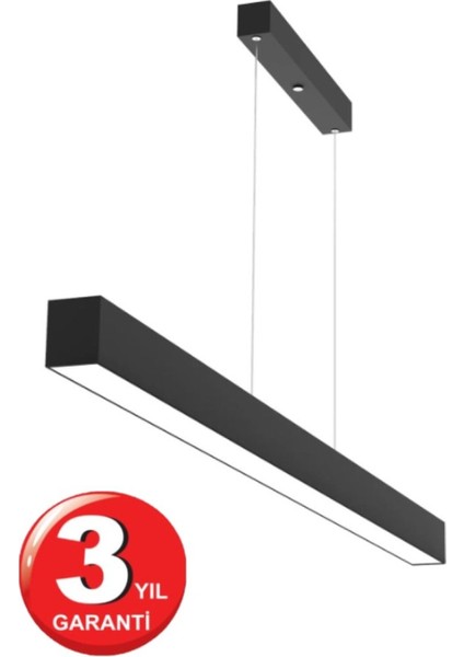Lineer 80CM ( Siyah Kasa, Beyaz Işık) Ledli Sarkıt Modern LED Avize, Salon, Mutfak, Lineer Avize