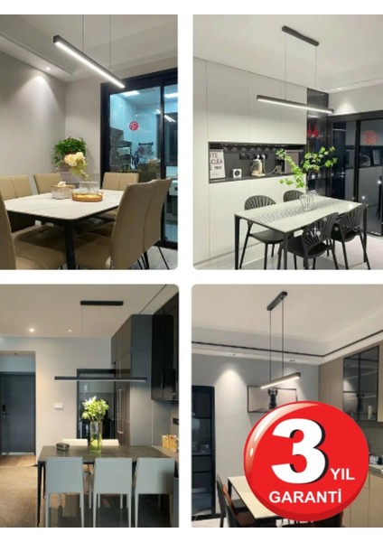 Lineer 80CM ( Siyah Kasa, Beyaz Işık) Ledli Sarkıt Modern LED Avize, Salon, Mutfak, Lineer Avize indirimleri