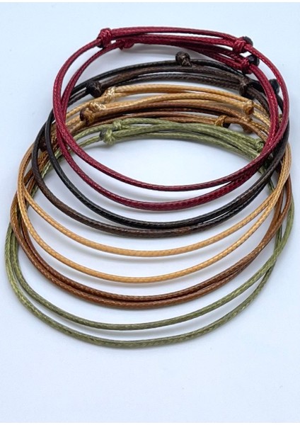 10'lu (2*5renk) Minimal Erkek Suni Deri Ip Bileklik Seti