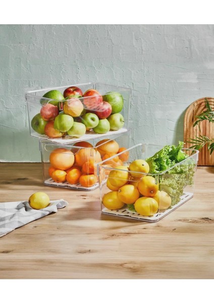 Star Fresh Serisi Plastik Kapaklı Buzdolabı Saklama Kabı 8 Lt Hacim 30*20*15 cm