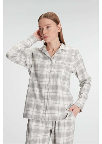 Kare Desenli Pamuklu Gömlek Pijama Takımı