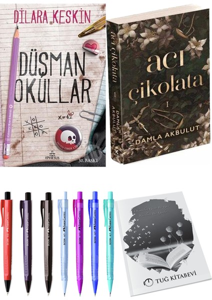 Acı Çikolata ve Ephesus Yayınları Düşman Okullar 1 Dilara Keskin 2'li Set + Hediyeli