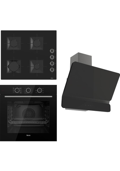 Fryart Basıc Ss Serisi Siyah Set (SS205 + QXE62CS +D080 ) - Kare Emaye Izgara