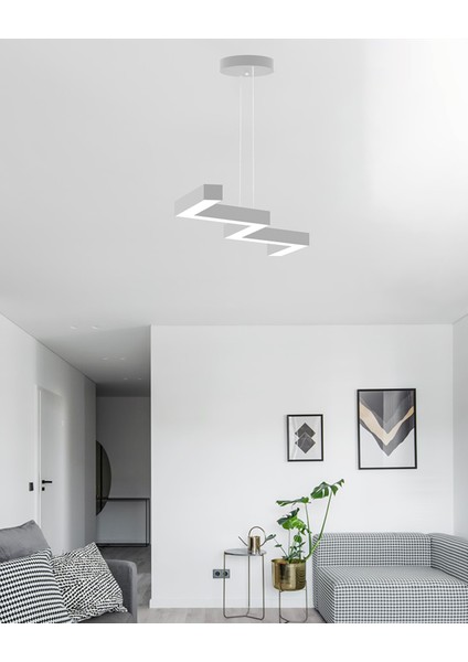 Zigzag (Gri Kasa, Beyaz Işık) Ledli Modern Sarkıt LED Avize Salon Mutfak Oturma Odası Yatak Odası Antre Hol LED fiyatları