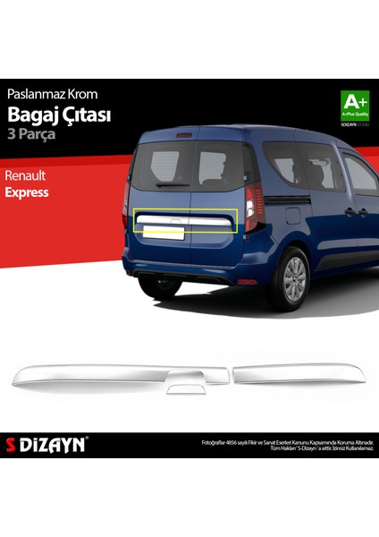 Renault Express Krom Bagaj Çıtası 3 Prç. 2021 Üzeri