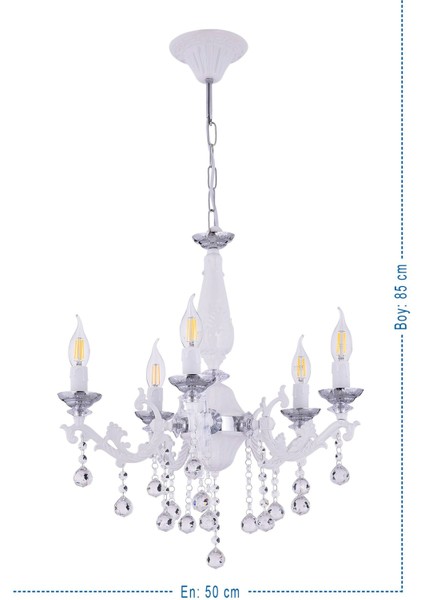 Efsane 5 Li Lü x Taşlı Avize (Gümüş)