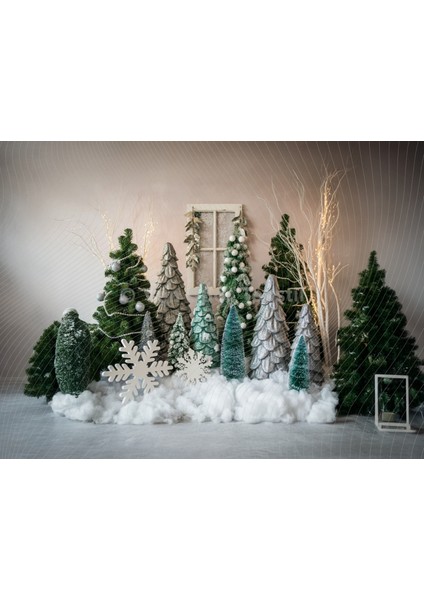 Yılbaşı Çam Ormanı Temalı 200X150CM Stüdyo Fonu Arka Plan